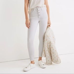 Madewell 10" High-Rise Skinny Crop Jeans in Pure White: Button-Front Edition